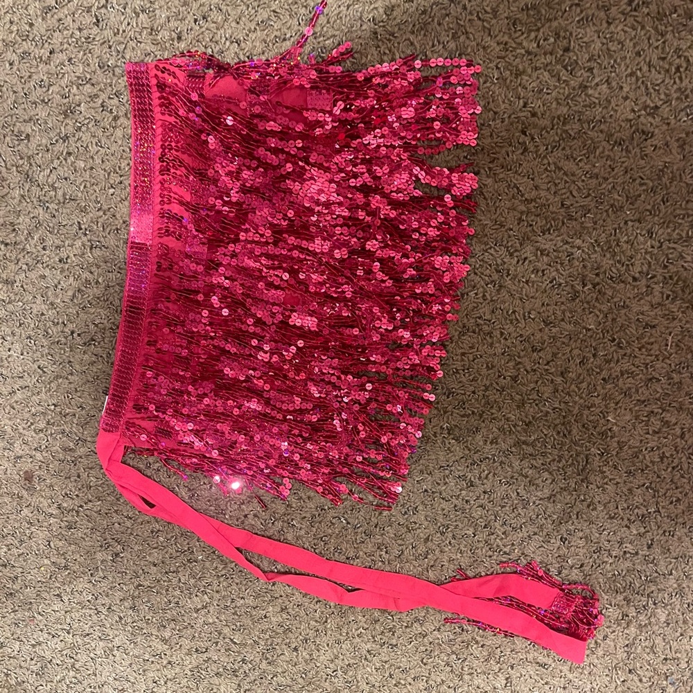 Pink sequin tie skirt